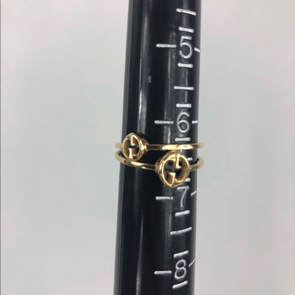 Gucci 1973 style GG double connected ring 18k Gold NEW IN BOX w/ POUCH AS SHOWN - Picture 8 of 11